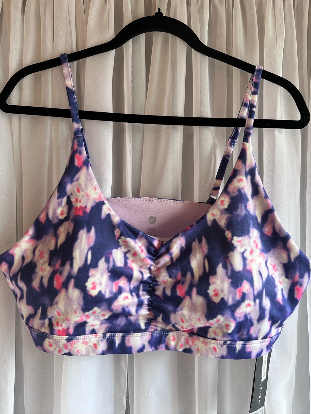 Trajectory Purple Floral Bralette Sports Bra with adjustable straps size XXL